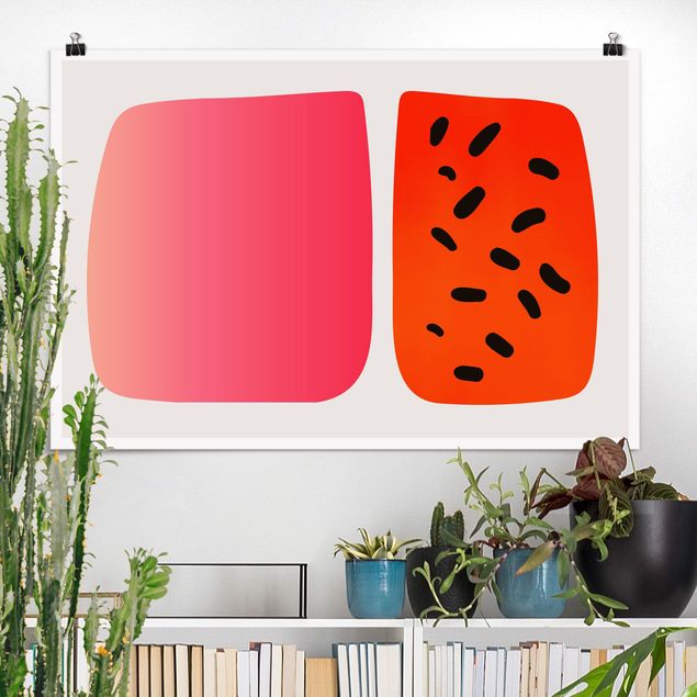 Quadro moderno Forme astratte - Melone e rosa