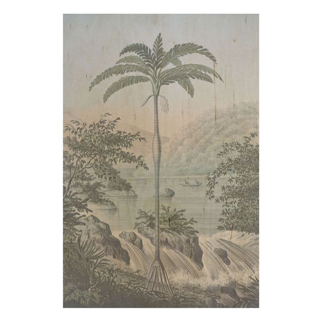 Quadri in legno vintage Illustrazione vintage - Paesaggio con palma