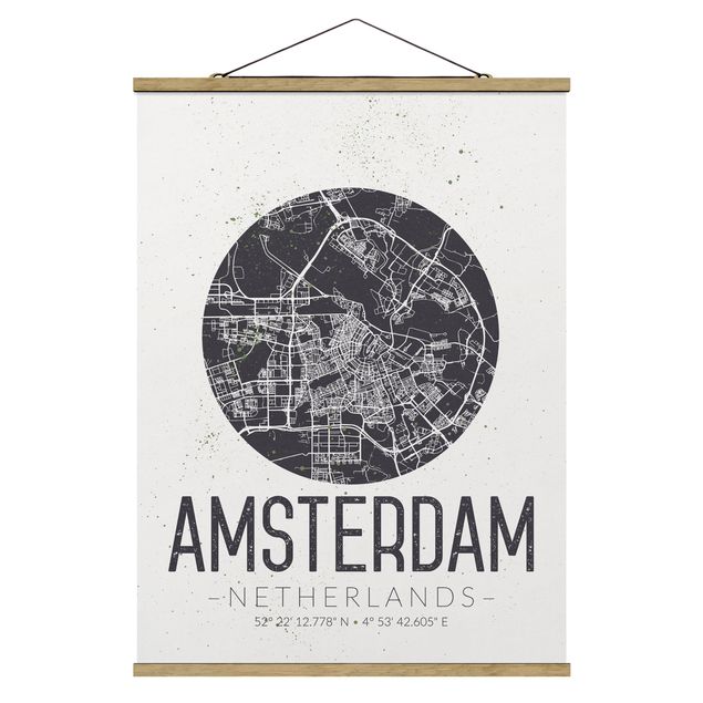 Quadri grigi Mappa della città di Amsterdam - Retrò