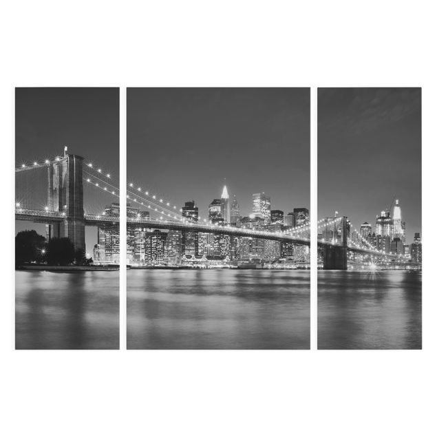 Quadri bianco e nero Ponte di Manhattan di notte II