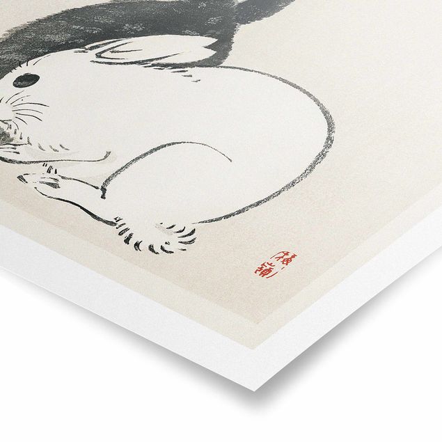 Quadri Disegno vintage asiatico di due coniglietti