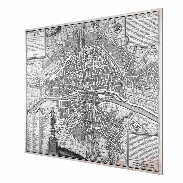 Quadri mappamondo Mappa vintage della città di Parigi intorno al 1600