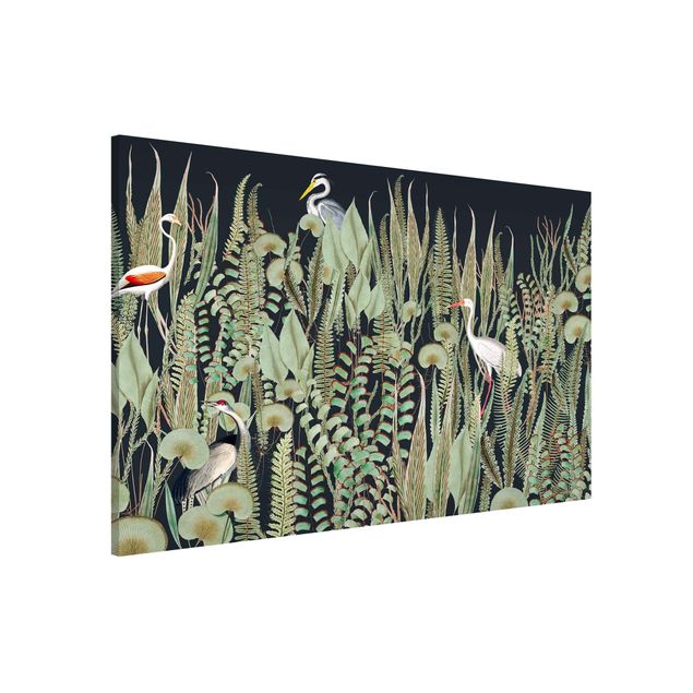 Lavagne magnetiche con fiori Fenicottero e cicogna con piante sul verde