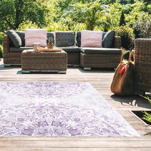 tappeti da esterno Mandala acquerello ornamento viola