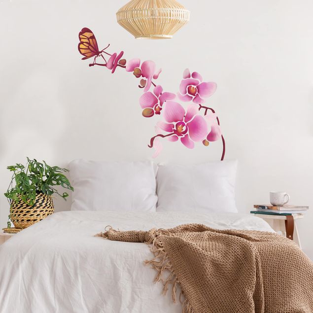 Adesivi murali farfalla Orchidea con farfalla