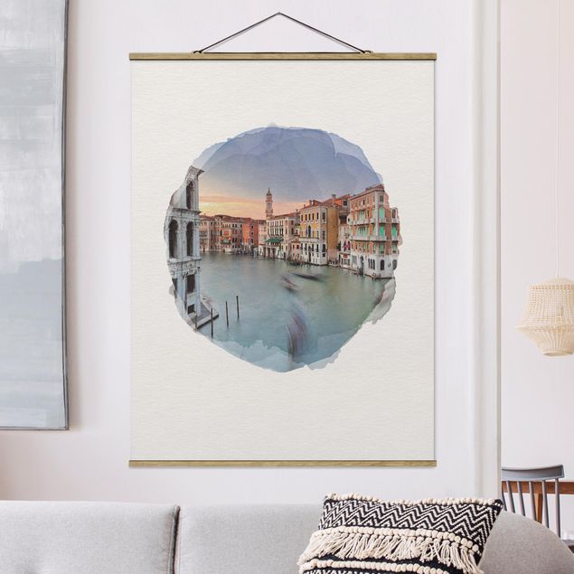 Quadro Italia Acquerelli - Veduta del Canal Grande dal Ponte di Rialto a Venezia