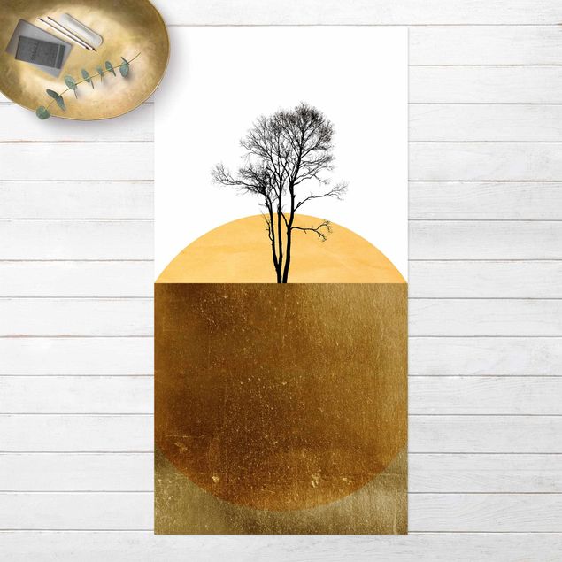 tappeto terrazzo Sole d'oro con albero