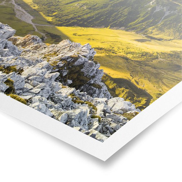 Poster paesaggi naturali Montagne e valle delle Alpi di Lechtal in Tirolo