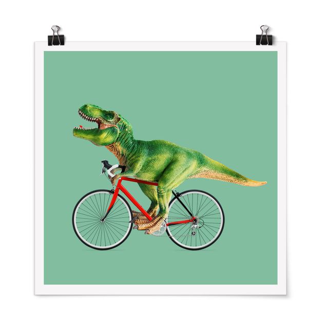 Riproduzioni quadri Dinosauro con bicicletta