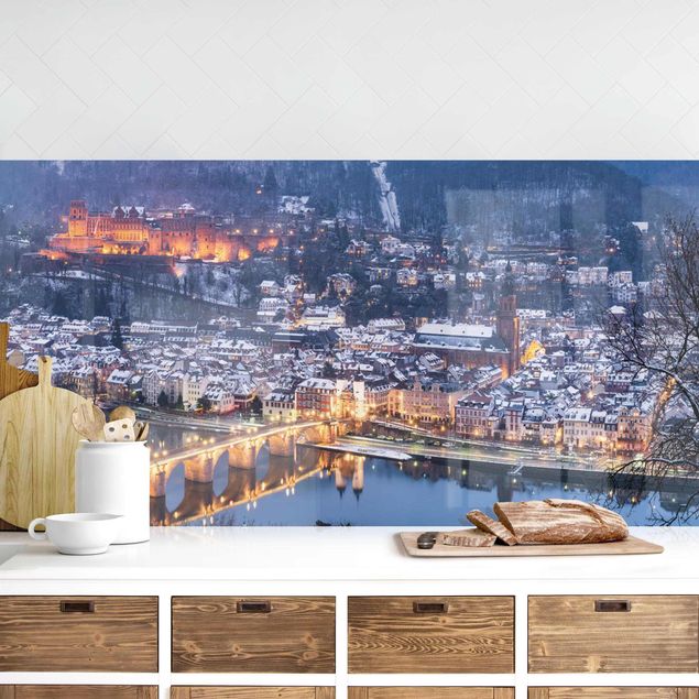 Rivestimenti per cucina con architettura e skylines Heidelberg in inverno