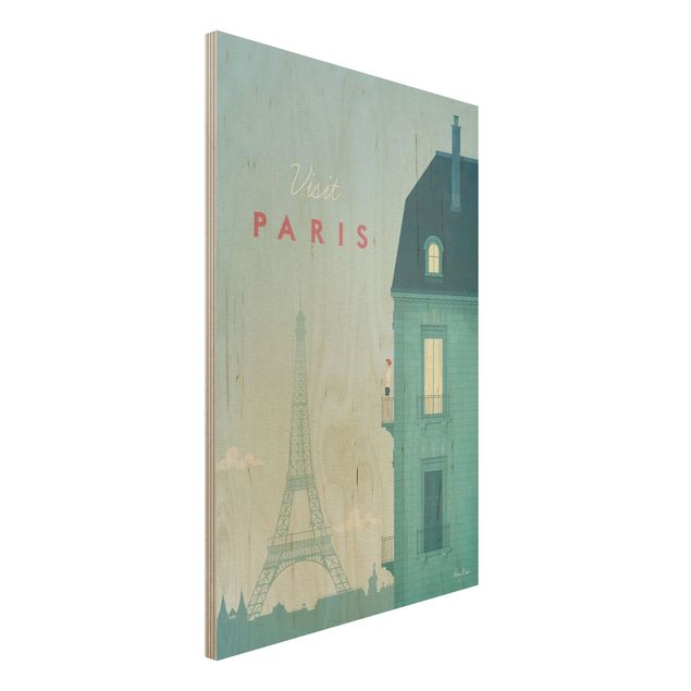 Quadri in legno con architettura e skylines Poster di viaggio - Parigi