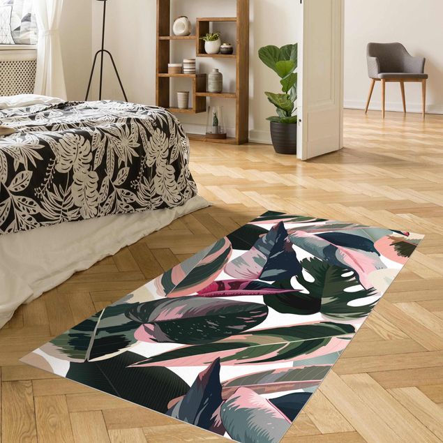 tappeto design moderno Motivo tropicale rosa XXL
