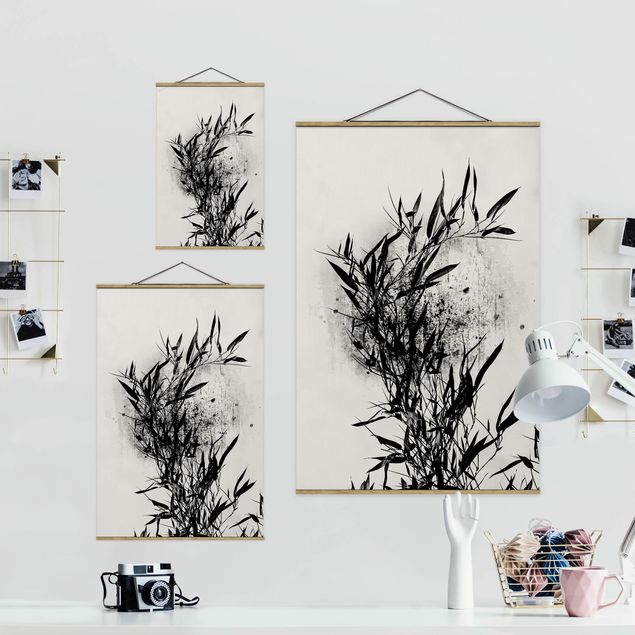 Quadri in bianco e nero Mondo vegetale grafico - Bambù nero