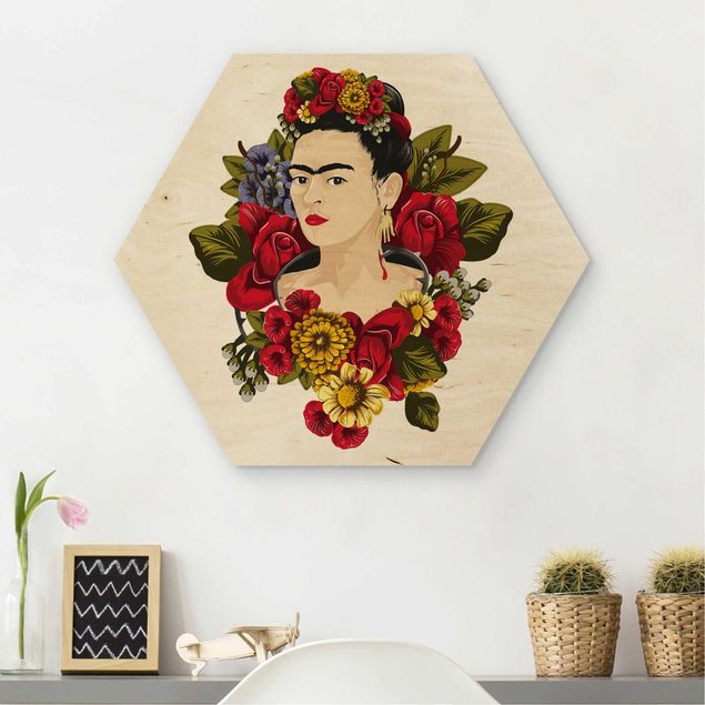 Quadri in legno con fiori Frida Kahlo - Rose