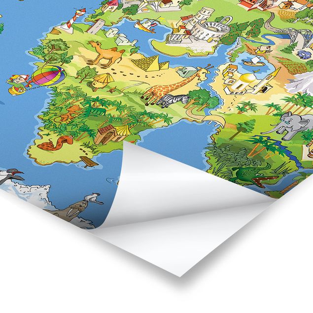 Quadri stampe Mappa del mondo grande e divertente