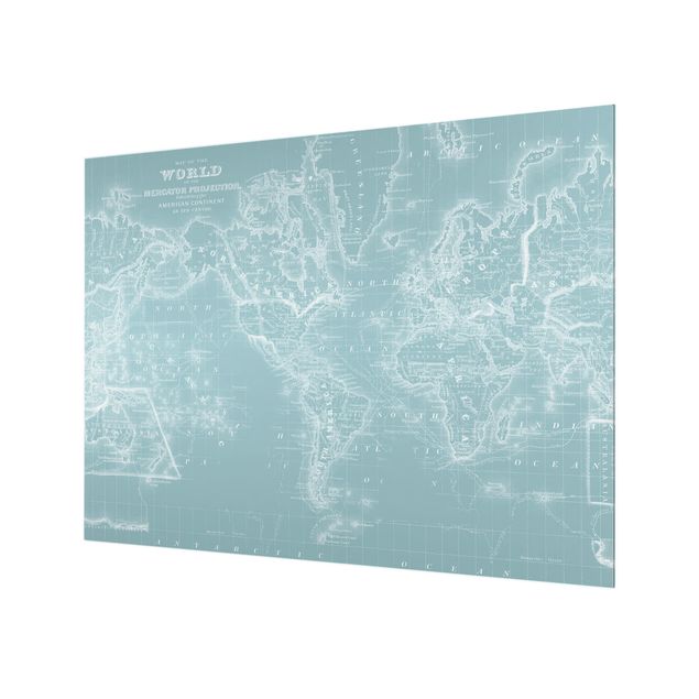 Paraschizzi in vetro - World Map In Ice Blue