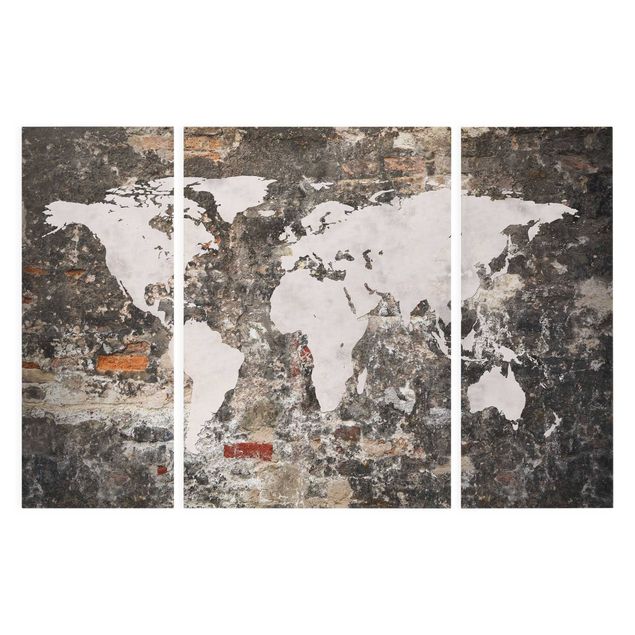 Stampe Vecchia mappa del mondo a parete