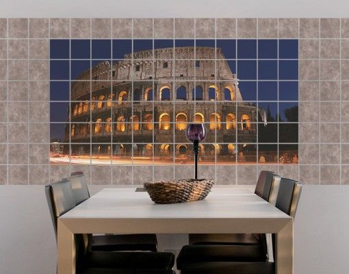 Adesivi per piastrelle con architettura e skylines Il Colosseo a Roma di notte