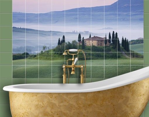 Adesivi per piastrelle con architettura e skylines Alba in Toscana