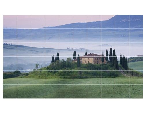 Adesivi per piastrelle con paesaggio Alba in Toscana