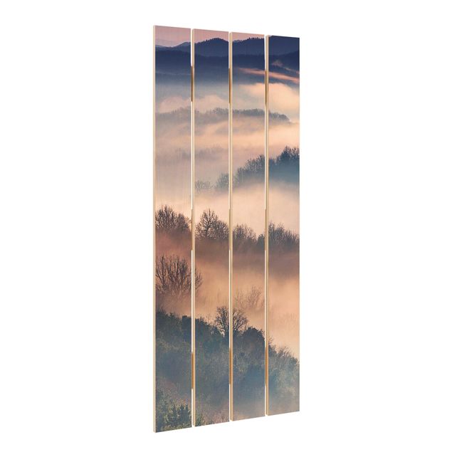 Stampa su legno - Nebbia al tramonto - Verticale 5:2