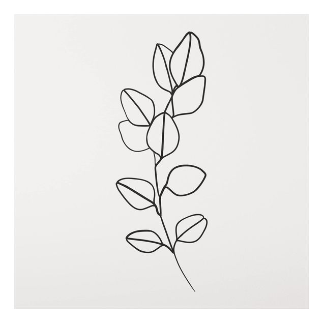 Quadri line art Line Art - Ramo di foglie in bianco e nero
