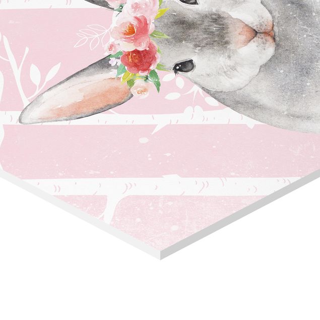 Stampe forex Coniglio acquerello rosa chiaro
