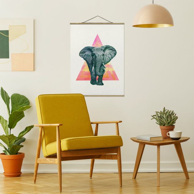 Quadri moderni per arredamento Illustrazione - Elefante fronte triangolo pittura