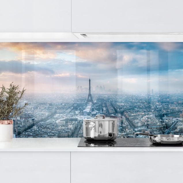 Rivestimenti per cucina con architettura e skylines Inverno a Parigi