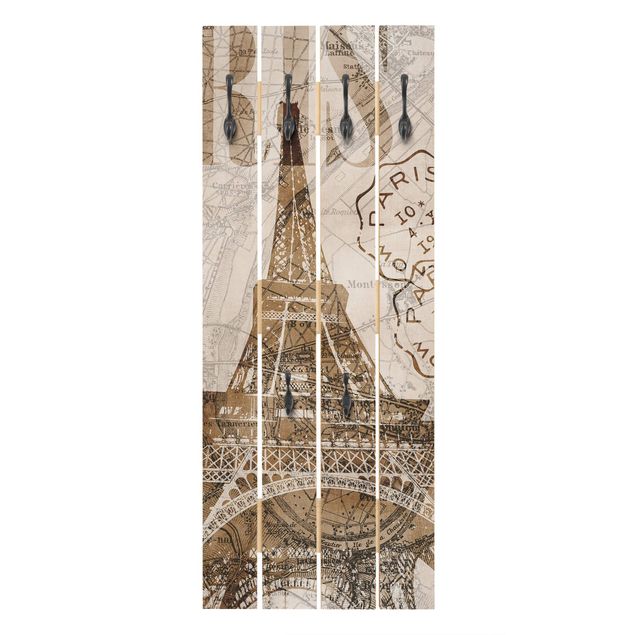 Appendiabiti marrone Collage Shabby Chic - Parigi