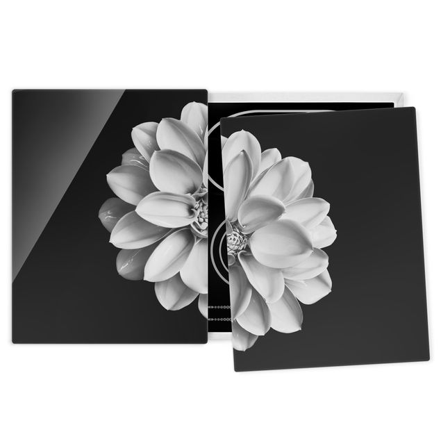 Coprifornelli con fiori Dahlia Bianco e Nero