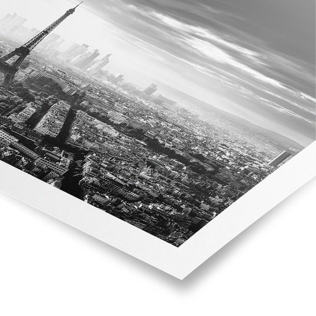 Poster bianco nero La Torre Eiffel dall'alto in bianco e nero