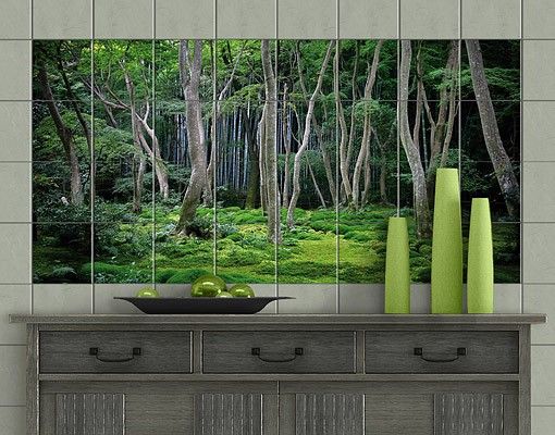 Adesivi per piastrelle con paesaggio Foresta giapponese