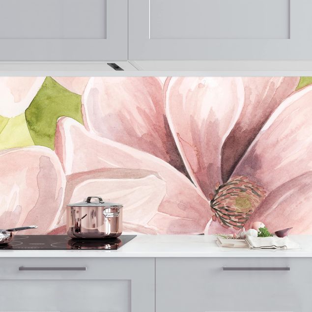 Rivestimenti per cucina con fiori Magnolia Blushing II