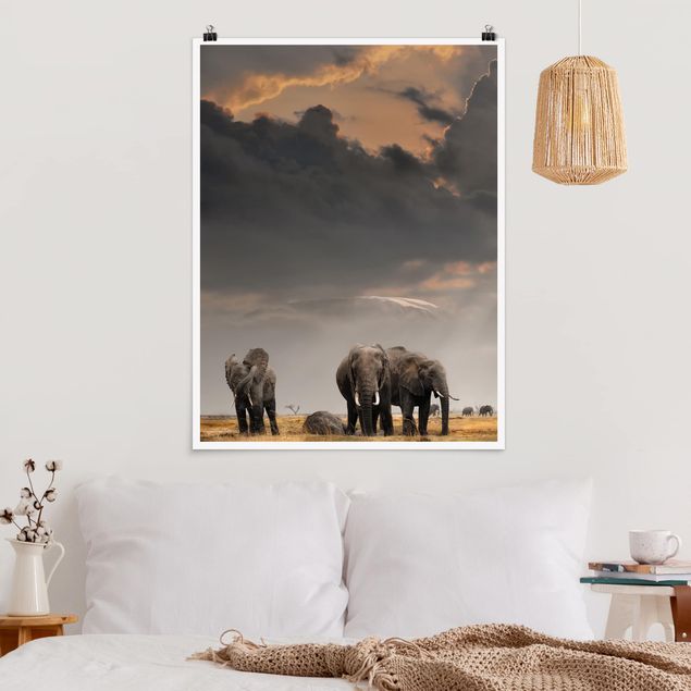 Quadro Africa Elefanti nella savana
