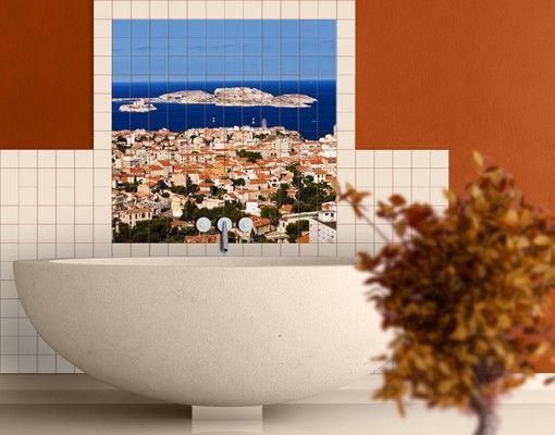Adesivi per piastrelle con architettura e skylines Marsiglia