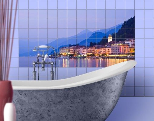 Adesivi per piastrelle con architettura e skylines Bellagio sul lago di Como