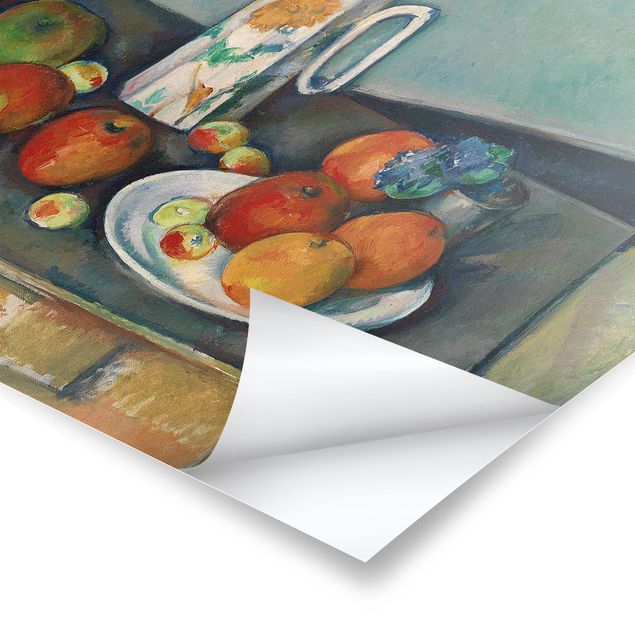 Poster dipinti famosi Paul Cézanne - Natura morta con brocca di latte e frutta