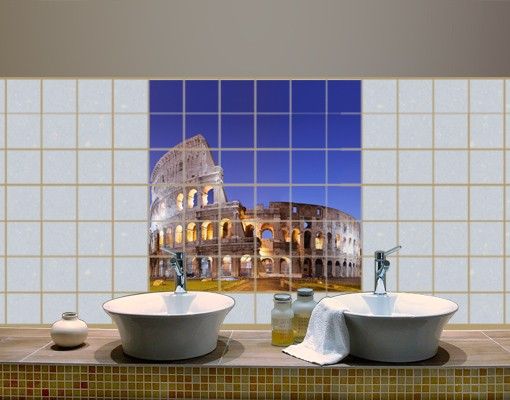 Adesivi per piastrelle con architettura e skylines Colosseo illuminato