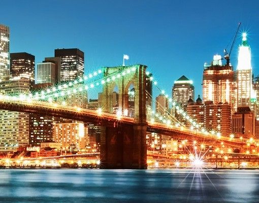 Adesivi per piastrelle Ponte di Manhattan di notte
