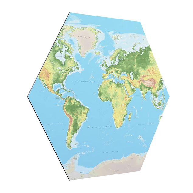 Stampe Mappa del mondo fisico