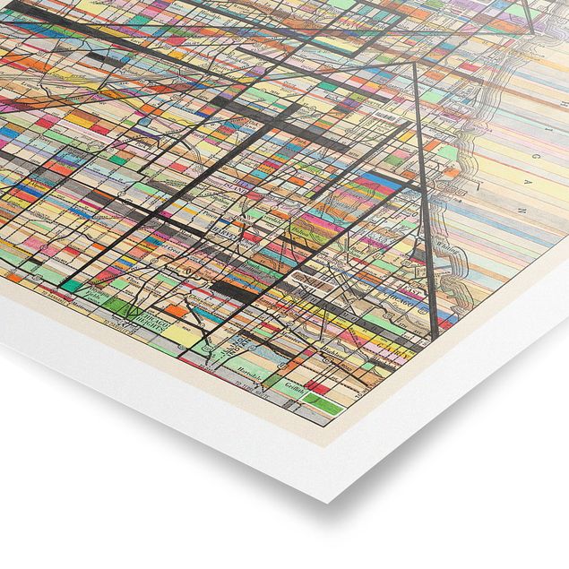 Stampe Mappa moderna di Chicago