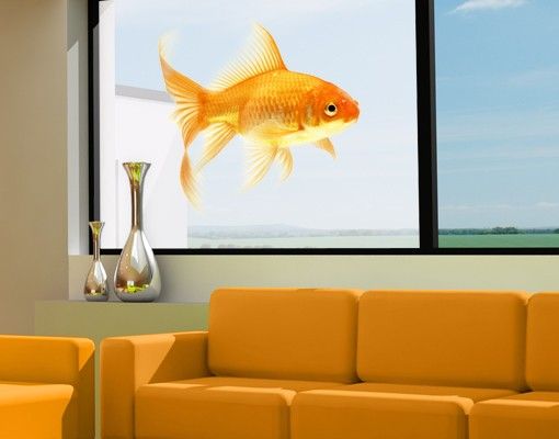 Adesivi per vetri con animali Signora pesce rosso