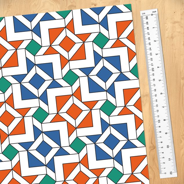Pellicola adesiva Motivo di piastrelle arabe con una bellissima combinazione di colori