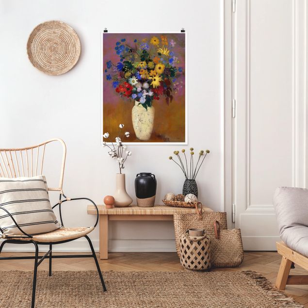 Stile artistico Odilon Redon - Vaso bianco con fiori