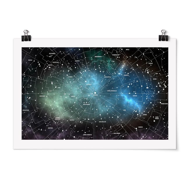 Quadro nero Mappa delle costellazioni stellari Nebulosa galattica