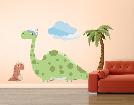 Adesivi murali dinosauro No.MW90 Dino Gang Tiny e Bronto