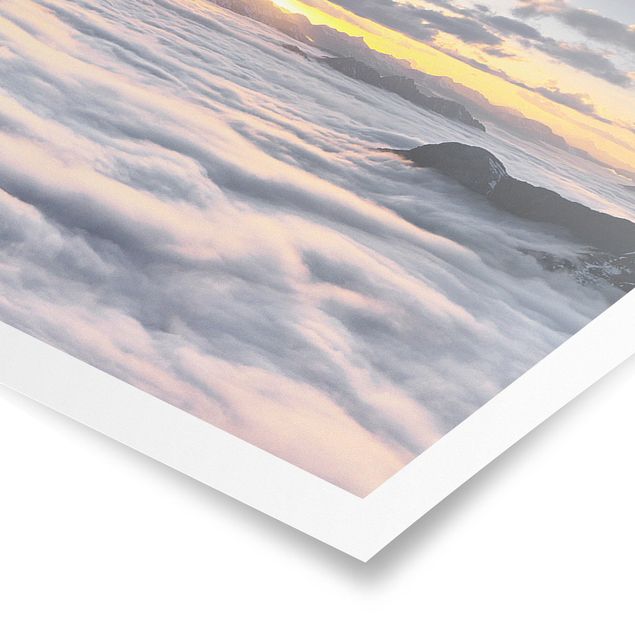 Poster natura paesaggi Vista di nuvole e montagne