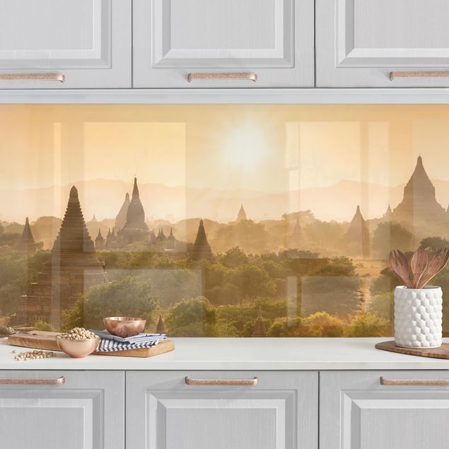 Rivestimenti per cucina con architettura e skylines Il sole che tramonta su Bagan