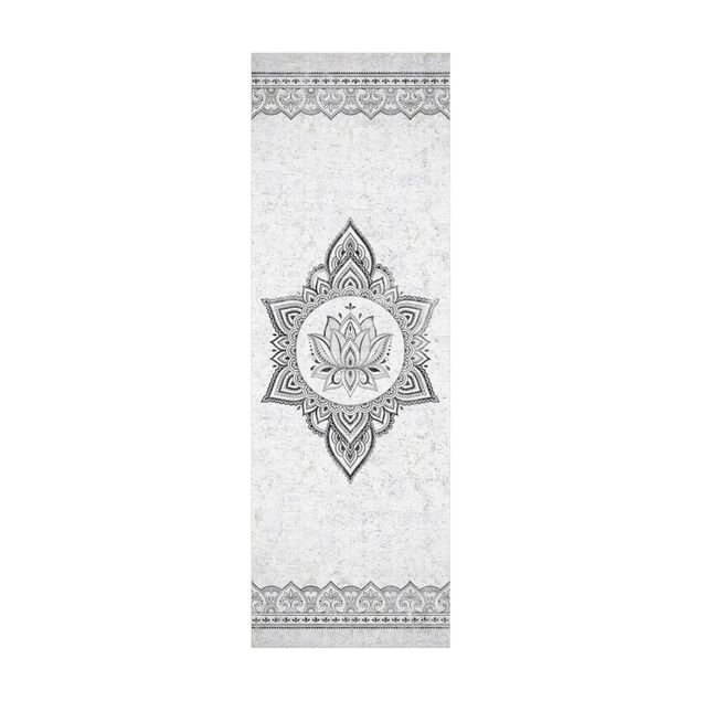 tappeto moderno grigio Mandala Loto aspetto cemento